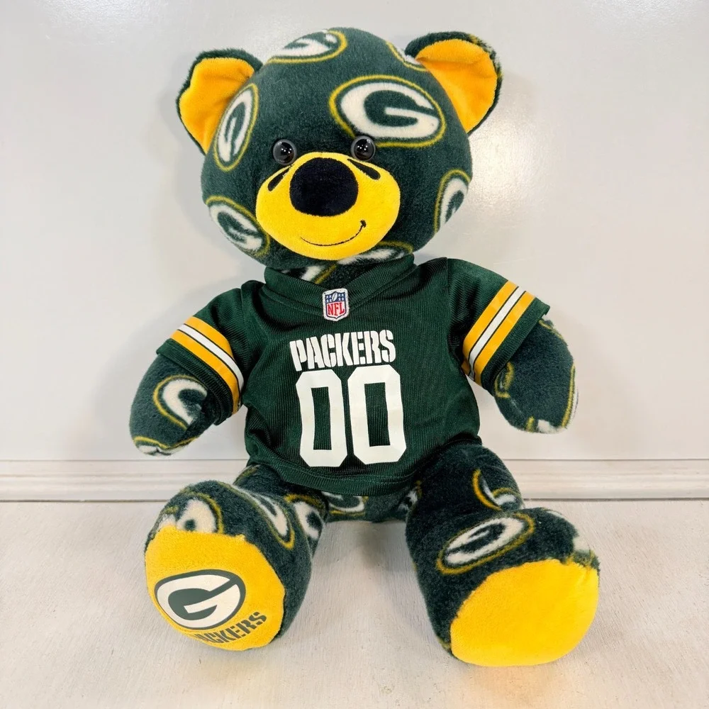 Build A Bear Green Bay Packers Teddy Bear Plush NFL Football Jersey 00 Logo NFL